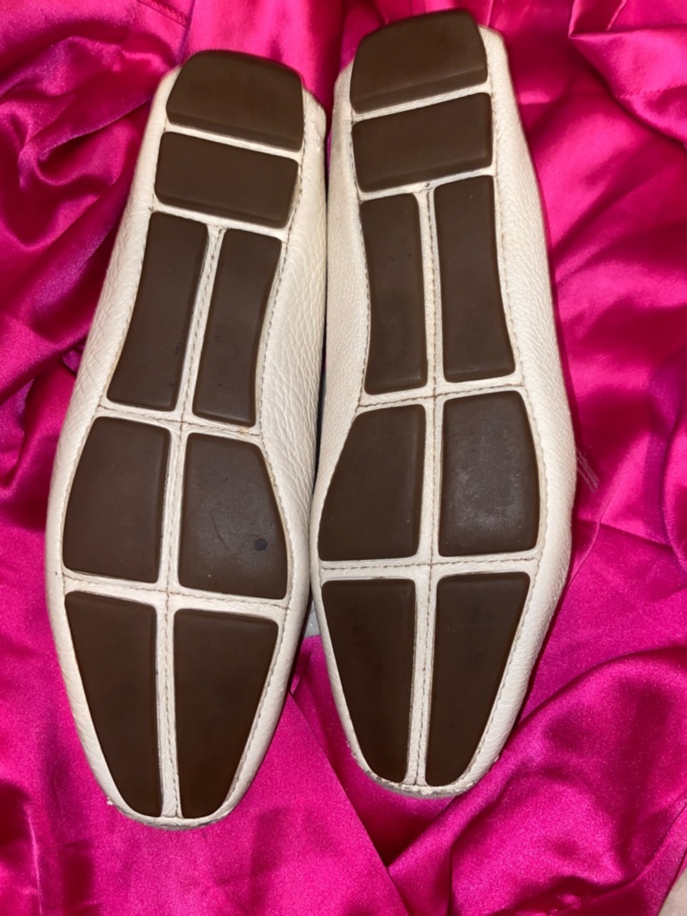 Prada White Leather Loafers with Gold Buckle Accent - Picture 3 of 10